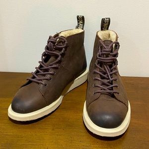 Dr. Martens brown leather faux fur boot